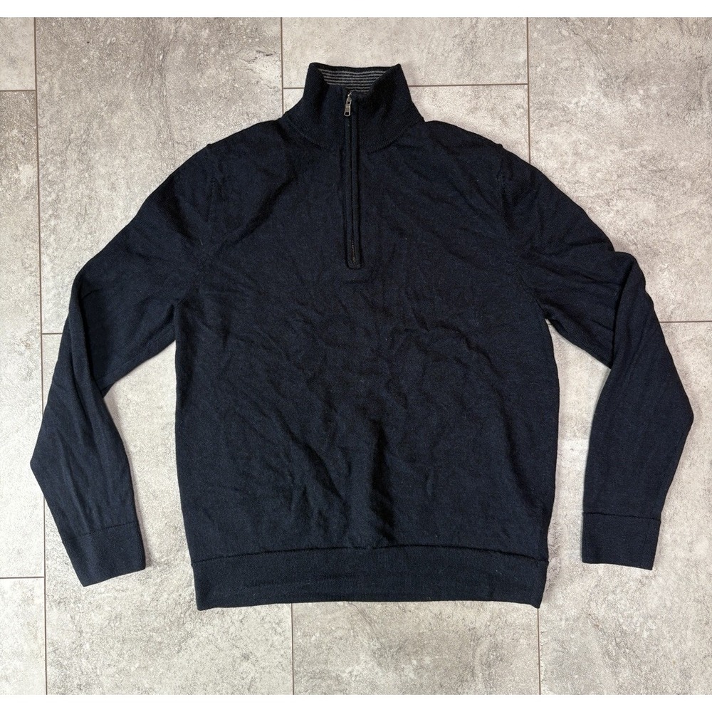 Express Merino Wool Sweater Men's L Navy Quarter Zip Pullover Preppy Classic